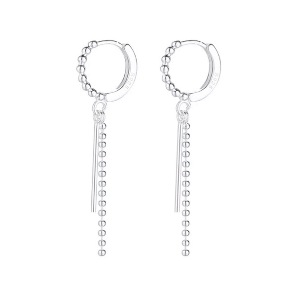 NEW TASSEL 925 STERLING SILVER HOOP EARRINGS, CUTE EARRINGS, WOW EARRINGS - Picture 5 of 5
